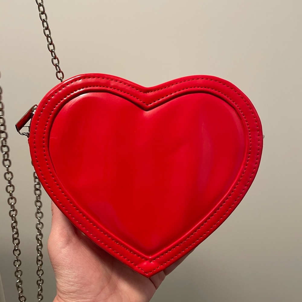 Heart shaped red small crossbody bag